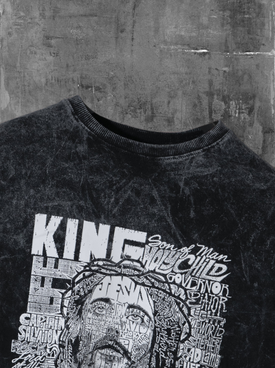 "KING, SAVIOR, DELIVERER" (UNISEX) ACID-WASH OVERSIZE T-SHIRT